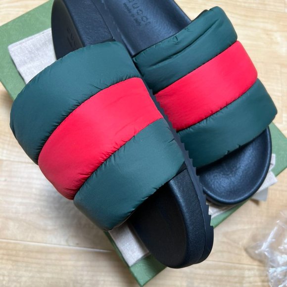 Gucci Padded Web Slide 'Green Red' - Picture 5 of 8